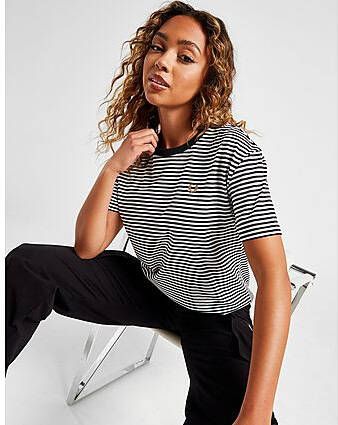 Fred Perry Striped T-Shirt Dames Black- Dames