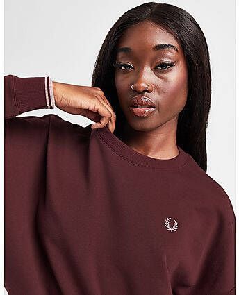 Fred Perry Twin Tip Small Logo Crew Sweatshirt Red- Dames
