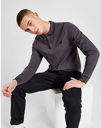 Fred Perry Twin Tipped Long Sleeve Polo Shirt Grey- Heren