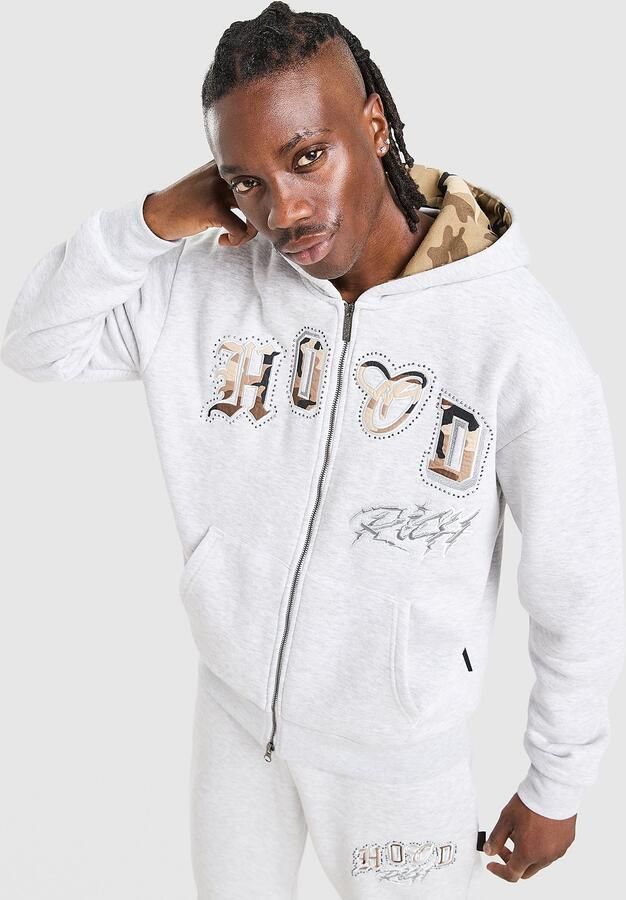 Hoodrich Camo Iron Full Zip Hoodie Grijs- Heren Grijs