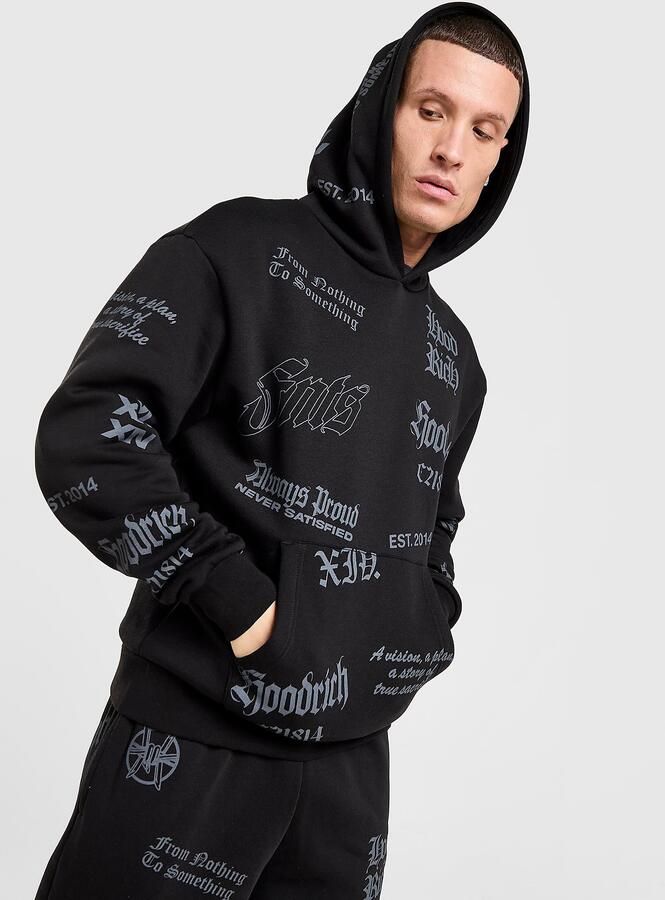Hoodrich Chroma All Over Print Hoodie Zwart- Heren Zwart