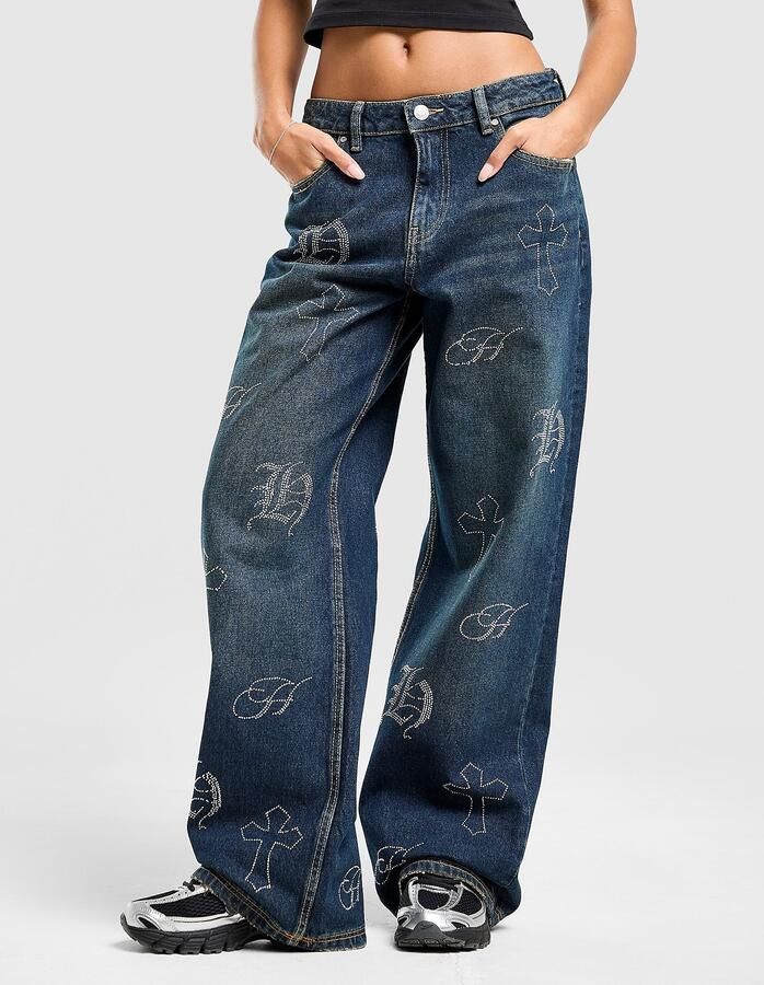 Hoodrich Crystal Diamante Jeans Blauw- Dames Blauw