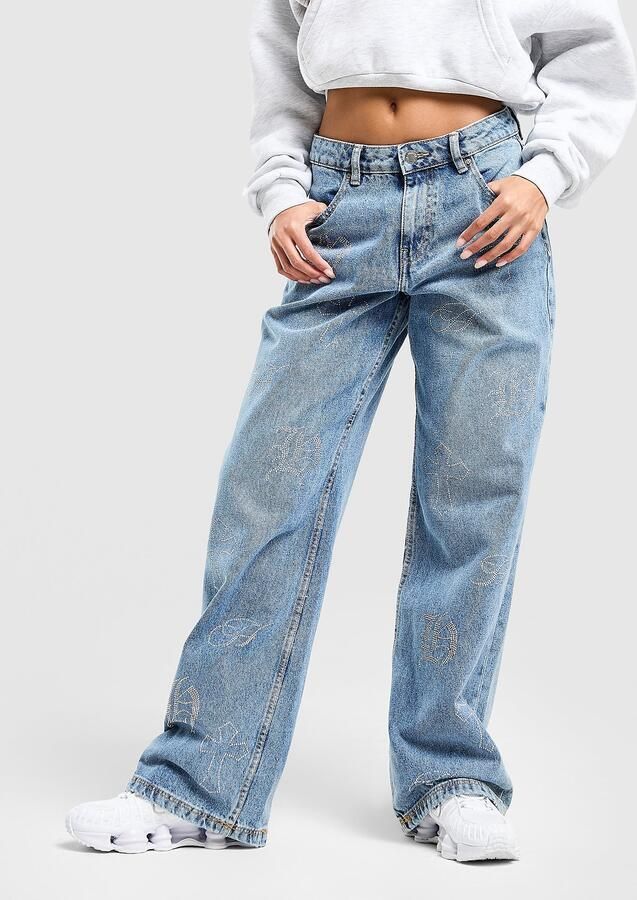 Hoodrich Crystal Diamante Jeans Blauw- Dames Blauw