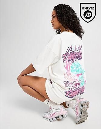 Hoodrich Erupt Boyfriend T-Shirt White- Dames White