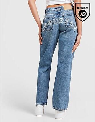 Hoodrich Logo Applique Jeans Blue- Dames Blue