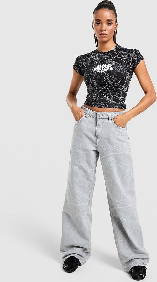 Hoodrich Nytrex Wide Jeans Grijs- Dames Grijs