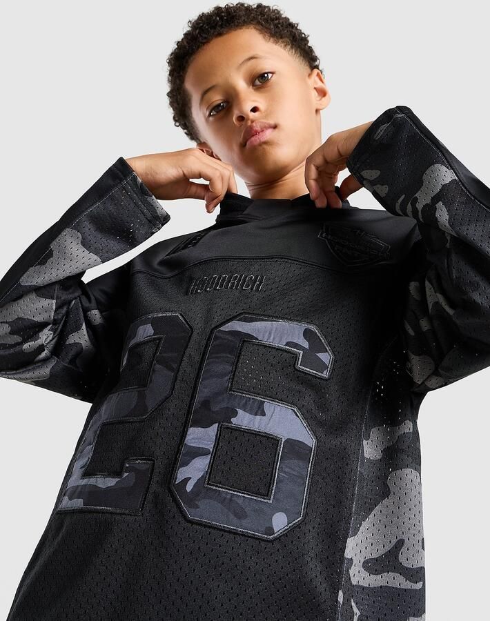 Hoodrich Pace Long Sleeve Camo T-Shirt Junior Zwart Kind Zwart
