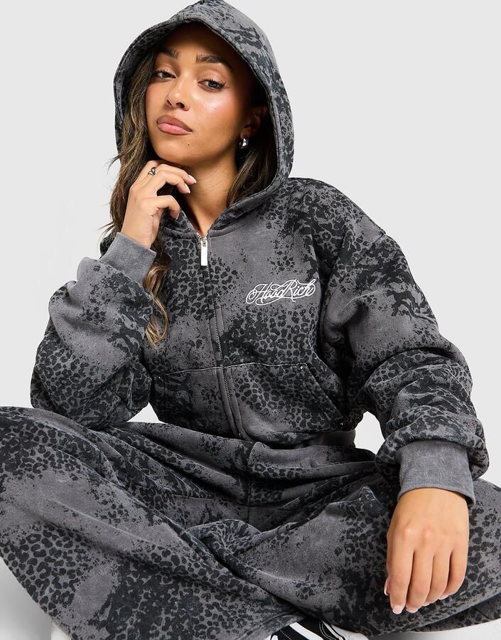 Hoodrich Pantha Boxy Full Zip Hoodie Grijs- Dames Grijs