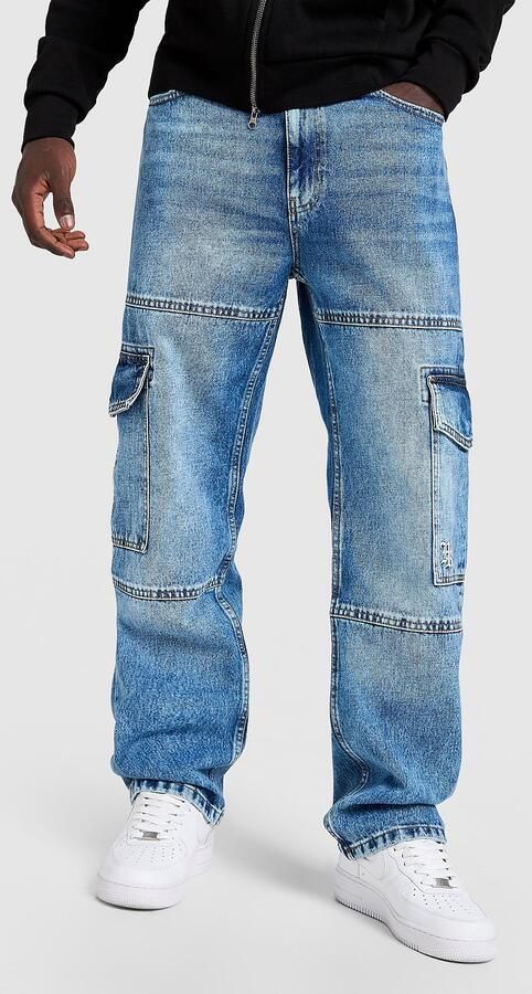 Hoodrich Script Cargo Denim Jeans Blauw- Heren Blauw