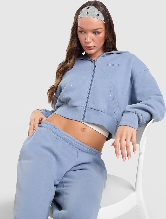 Hoodrich Stud Full Zip Hoodie Blauw- Dames Blauw
