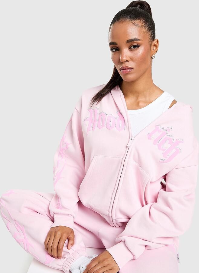 Hoodrich Totum Diamante Full Zip Hoodie Roze- Dames Roze