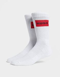 HUGO 2 Pack Rib Label Socks White- Dames