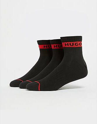 HUGO 3 Pack Quarter Socks Black- Dames