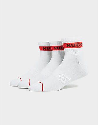 HUGO 3 Pack Quarter Socks White- Dames