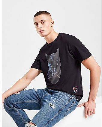 HUGO Deetah Panther T-Shirt Black- Heren