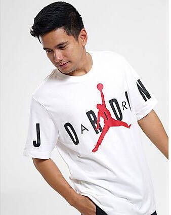 Jordan Air Stretch T-Shirt White Black Gym Red- Heren