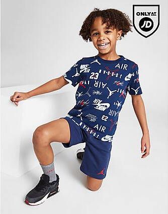 Jordan All Over Print T-Shirt Shorts Set Children Navy Kind