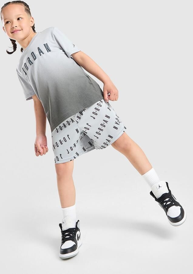 Jordan All Over Print T-Shirt Shorts Set Children Grijs Kind Grijs