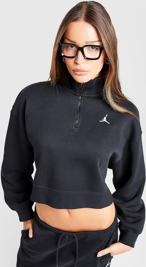 Jordan Brooklyn Crop 1 4 Zip Sweatshirt Zwart- Dames Zwart