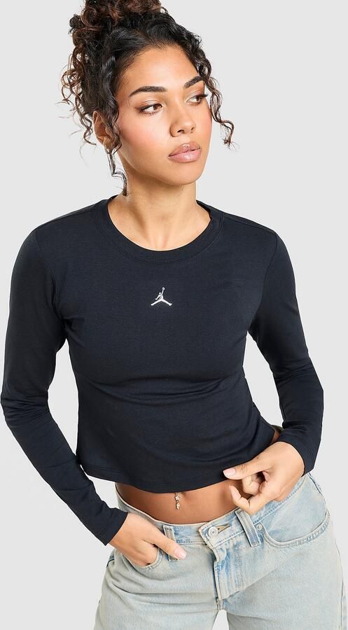 Jordan Chrome Long Sleeve T-Shirt Zwart- Dames Zwart