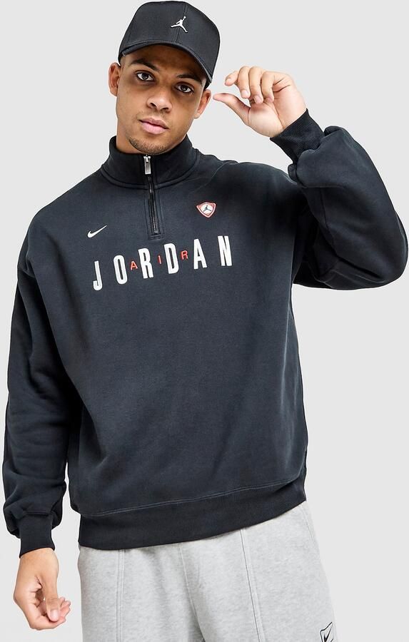Jordan Flight Graphic 1 2 Zip Fleece Zwart- Heren Zwart