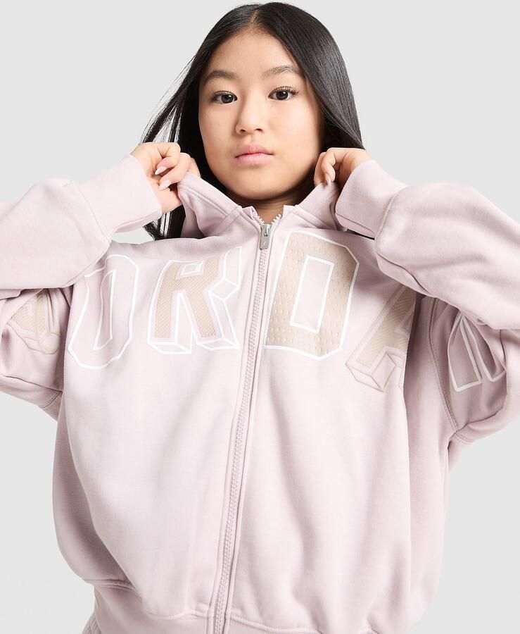 Jordan ' Logo Full Zip Crop Hoodie Junior Paars