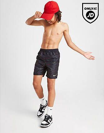 Nike All Over Print Swim Shorts Junior Black