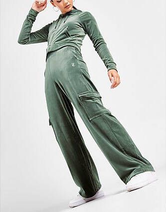 Juicy Couture Diamante Velour Cargo Track Pants Green- Dames