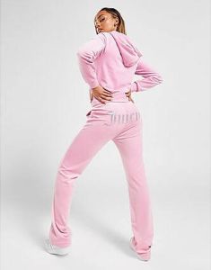 Juicy Couture Diamante Velour Track Pants Pink- Dames