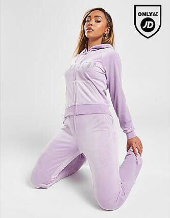 Juicy Couture Diamante Velour Track Pants Purple- Dames
