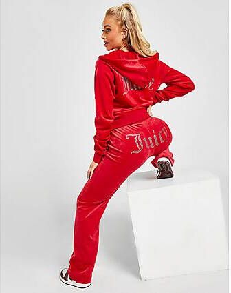 Juicy Couture Diamante Velour Track Pants Red- Dames Red
