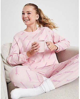 Juicy Couture Girls' All Over Print Crew Lounge Set Junior Pink