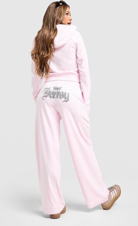 Juicy Couture Angel Velour Diamante Wide Joggers Roze- Dames Roze