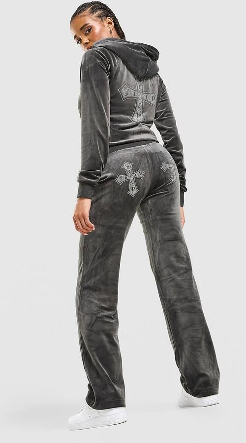 Juicy Couture Cross Wash Velour Track Pants Zwart- Dames Zwart