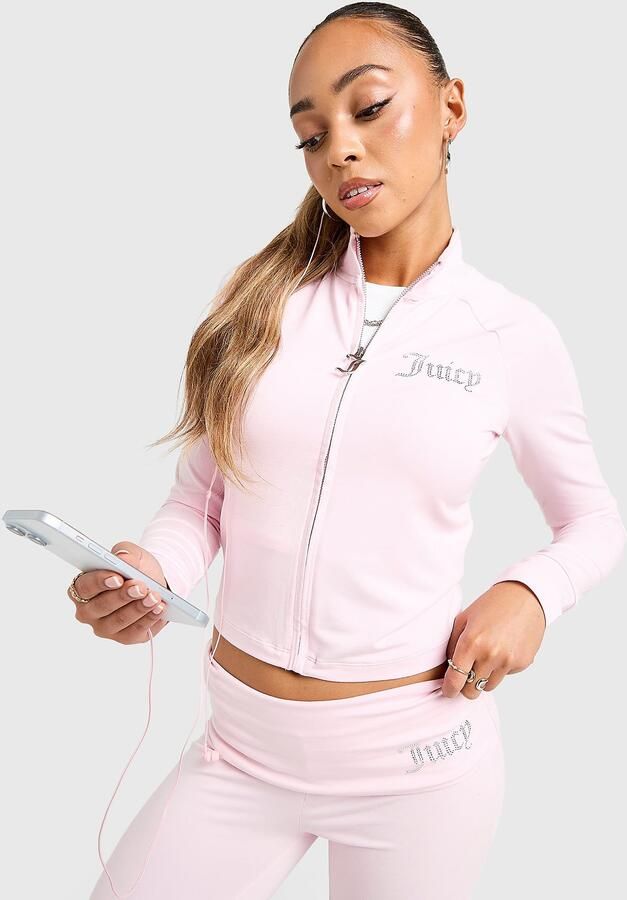Juicy Couture Diamante Fitted Full Zip Top Roze- Dames Roze