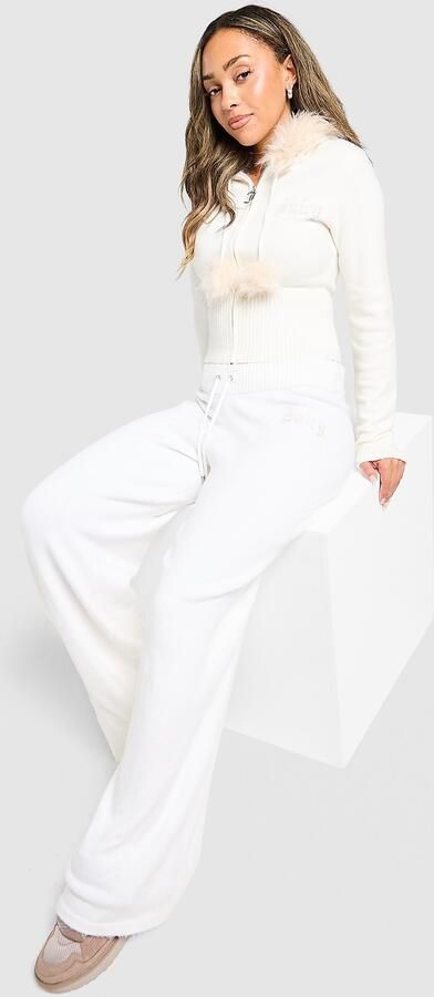 Juicy Couture Diamante Knitted Joggers Wit- Dames Wit