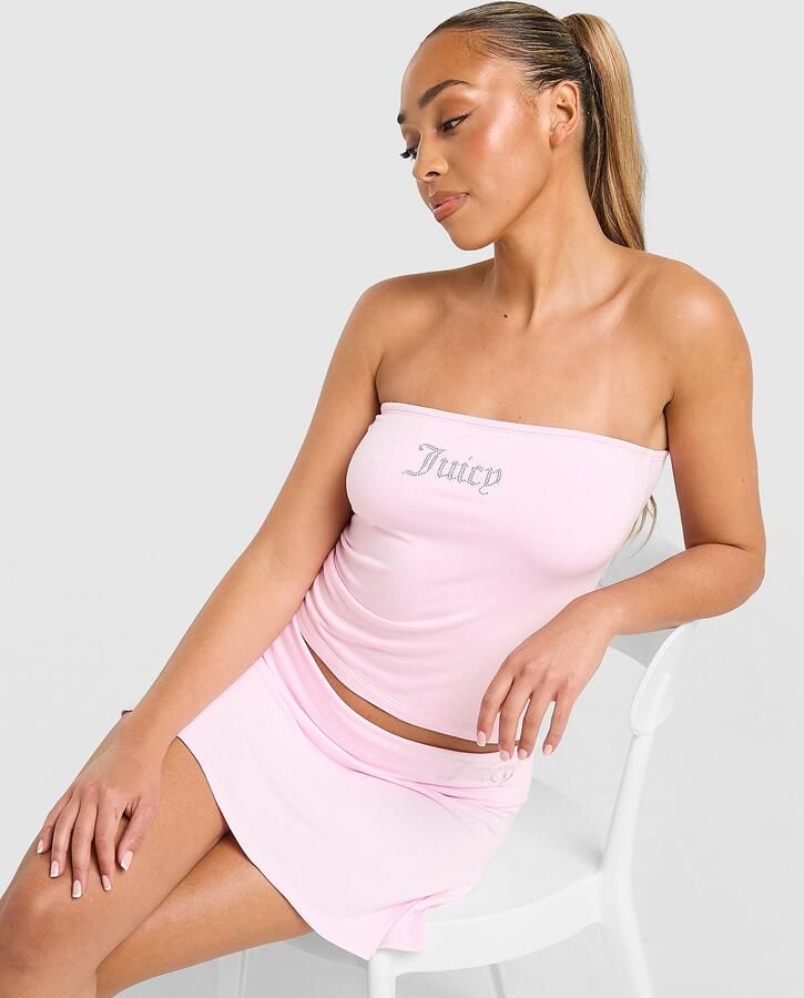 Juicy Couture Diamente Longline Bandeau Top Roze- Dames Roze