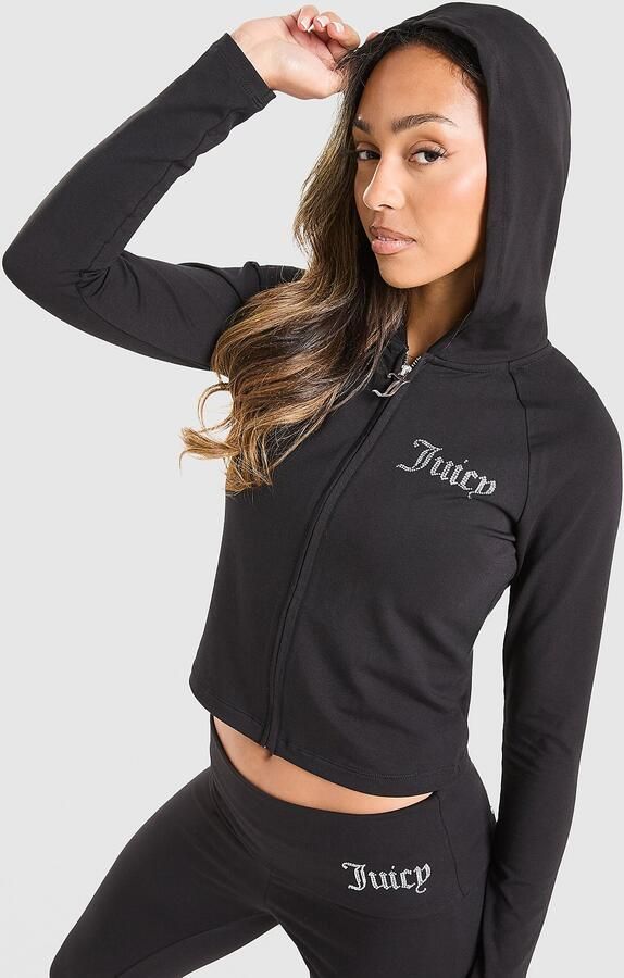 Juicy Couture Logo Jersey Full Zip Hoodie Zwart- Dames Zwart