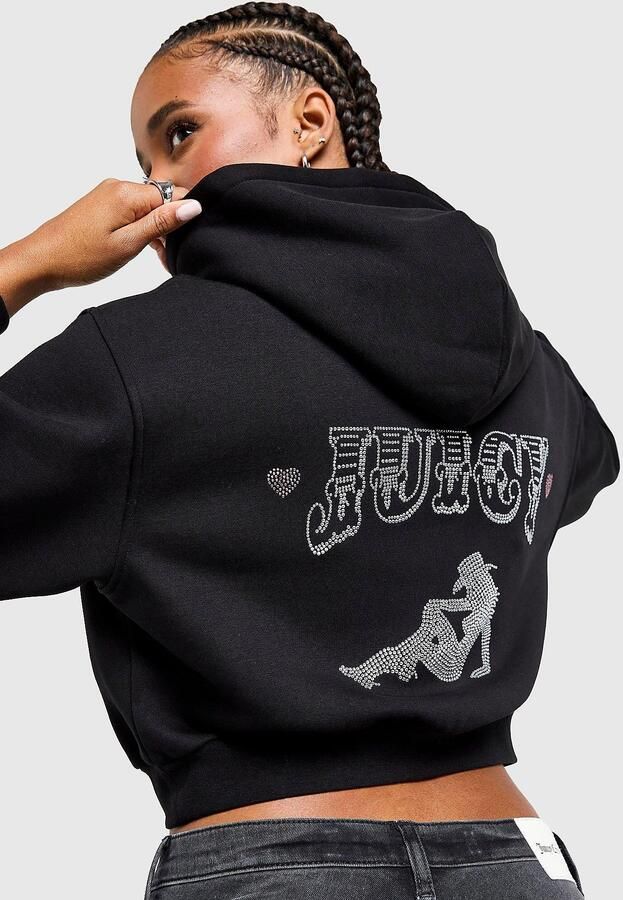 Juicy Couture Rodeo Diamante Fleece Hoodie Zwart- Dames Zwart