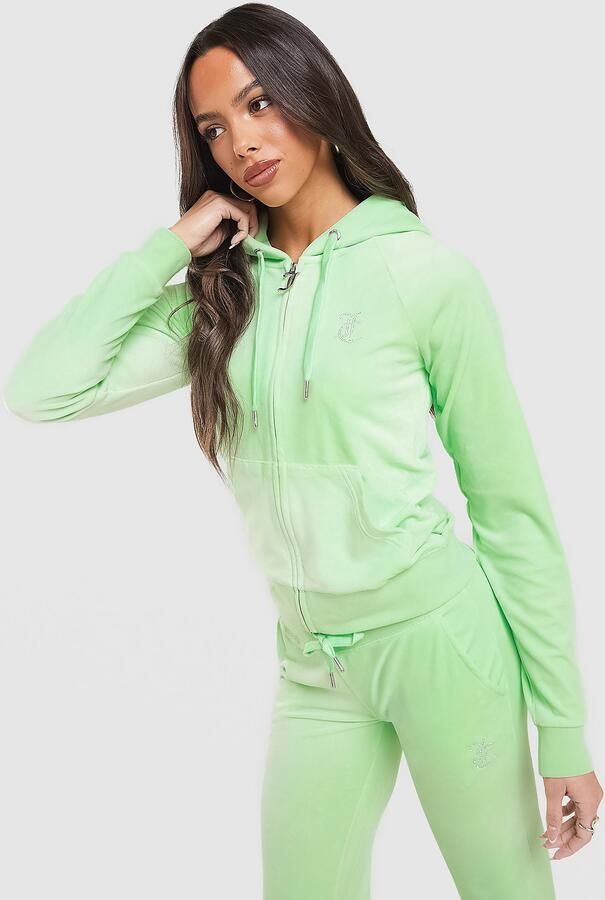 Juicy Couture Script Diamante Heart Hoodie Groen- Dames Groen