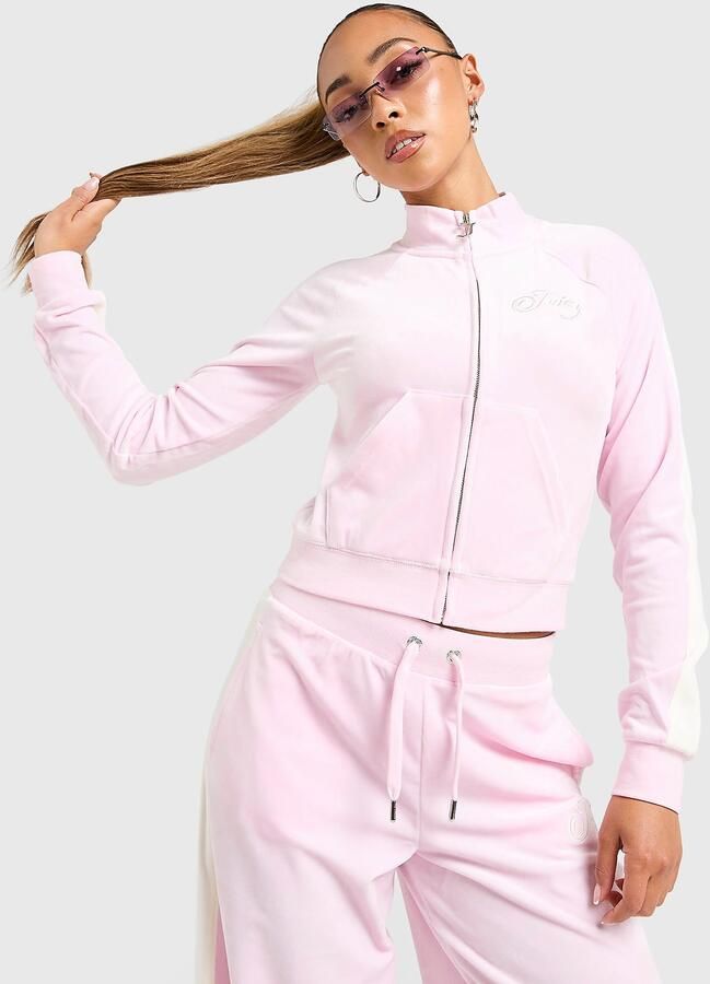 Juicy Couture Script Velour Track Top Roze- Dames Roze