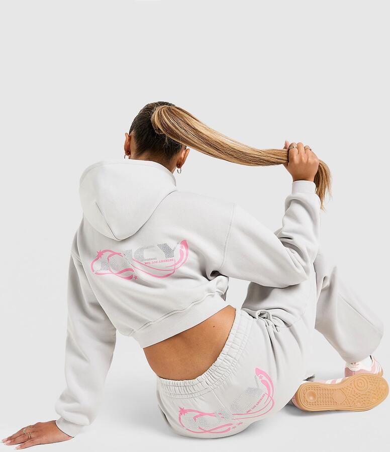 Juicy Couture Y2K Diamante Fleece Hoodie Grijs- Dames Grijs