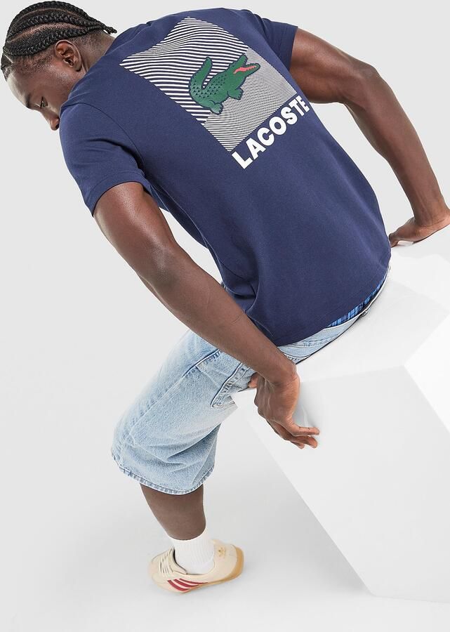 Lacoste Back Print T-Shirt Blauw- Heren Blauw