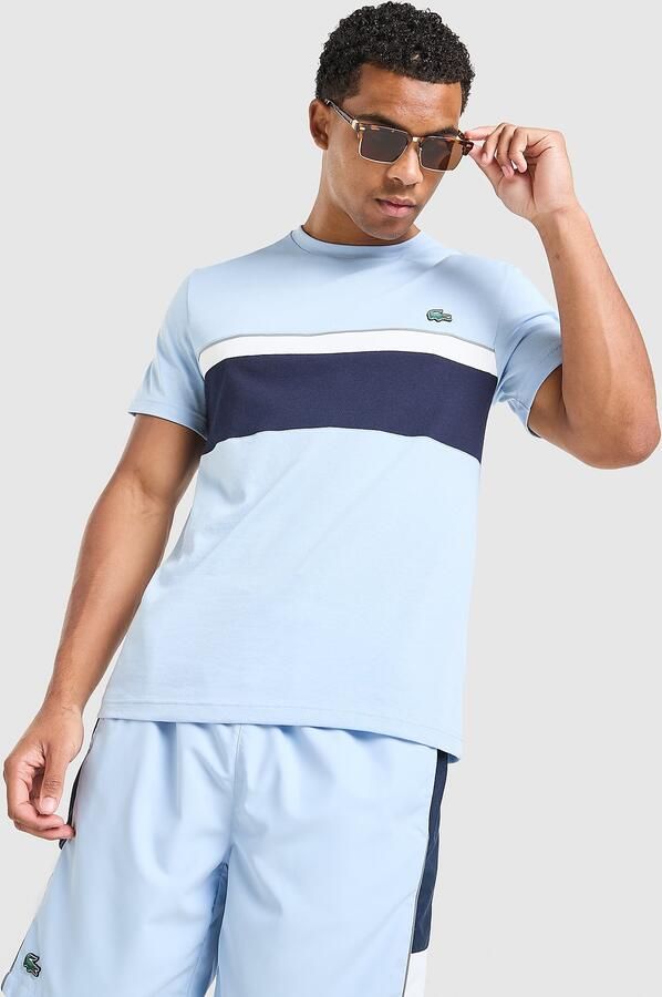 Lacoste Colour Block Reflective Pipe T-Shirt Blauw- Heren Blauw