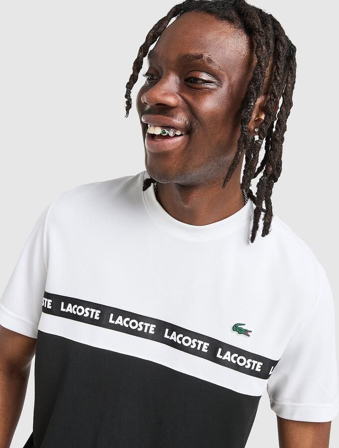 Lacoste Croc Colour Block Tape T-Shirt Wit- Heren Wit