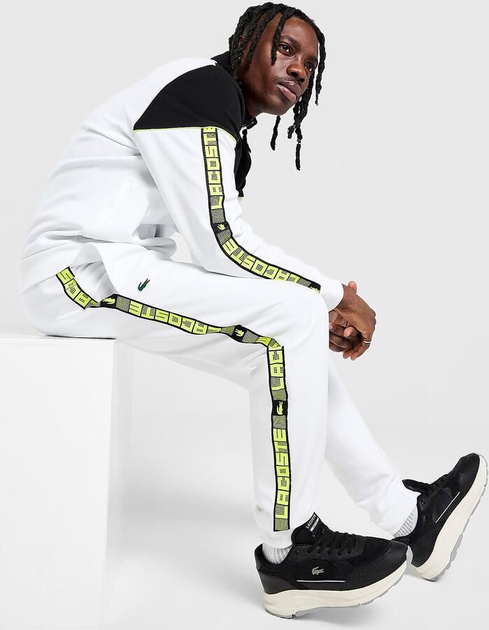 Lacoste Grid Tape Joggers Wit- Heren Wit
