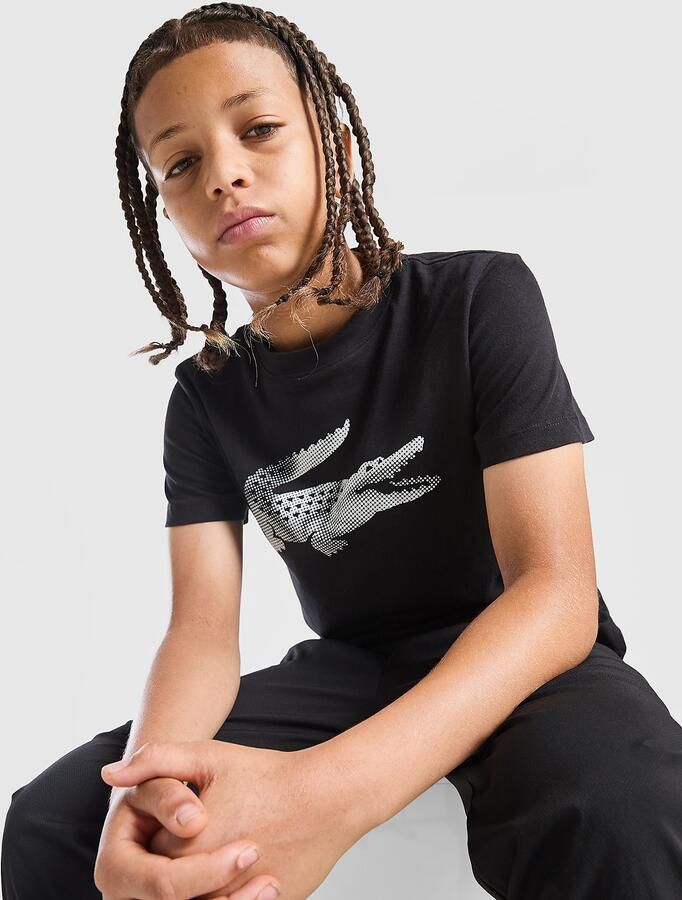 Lacoste Large Logo Croc T-Shirt Junior Zwart Kind Zwart