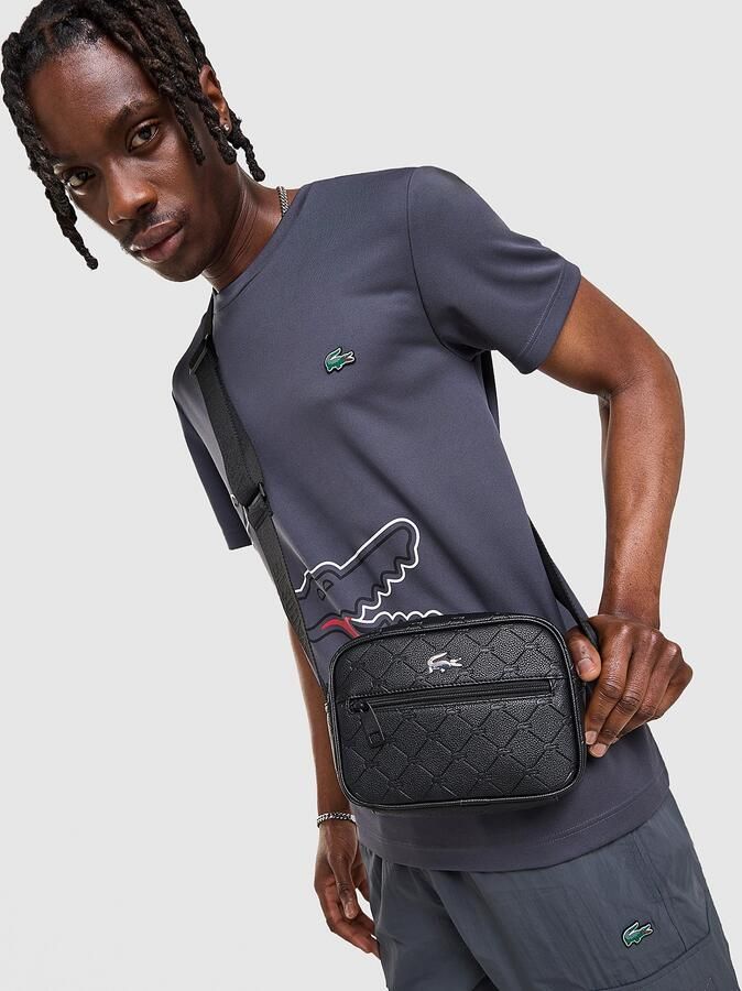 Lacoste Messenger All Over Print Bag Zwart- Dames Zwart