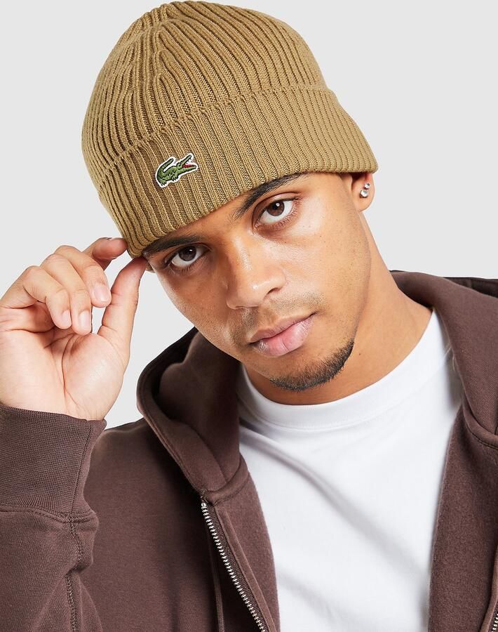 Lacoste Ribbed Beanie Hat Bruin- Dames Bruin