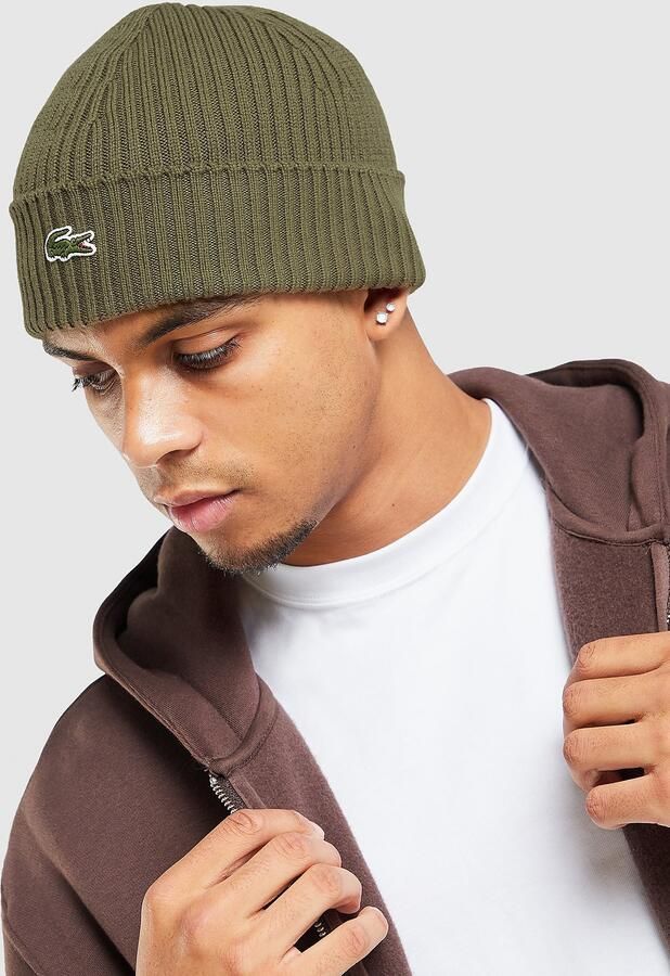 Lacoste Ribbed Beanie Hat Groen- Dames Groen